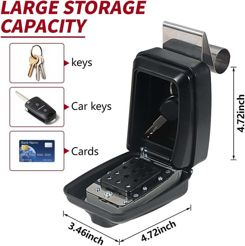 Lifronkit Car Window Punch Button Lock Box, Black Portable Car Key Lock Box, Sturdy Waterproof Large Capacity Lock Box for Turo, Ride Share, GetAround Anti-Theft Devices for Vehicles - Image 2